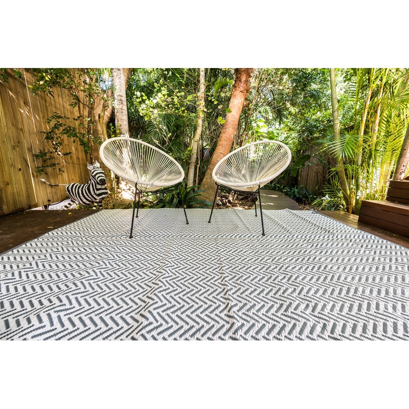 Buy Outdoor Rug Herringbone Grey MyDeal