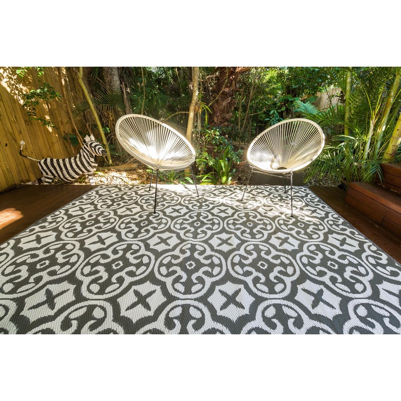 Buy Outdoor Rug Lisboa Grey And White MyDeal