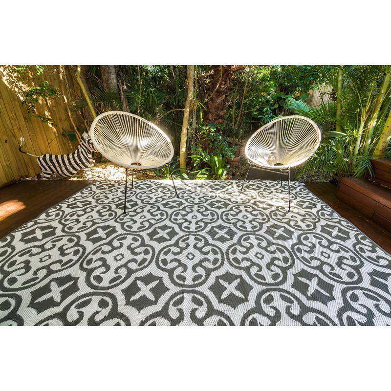 Buy Outdoor Rug Lisboa Grey And White MyDeal