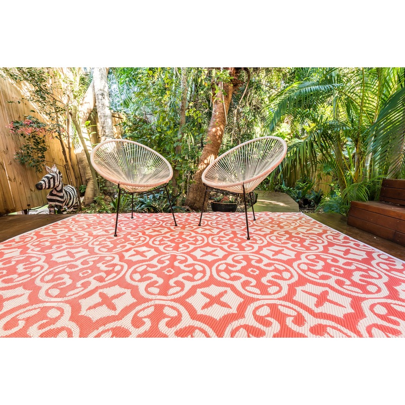 Buy Outdoor Rug Lisboa Pink and White MyDeal