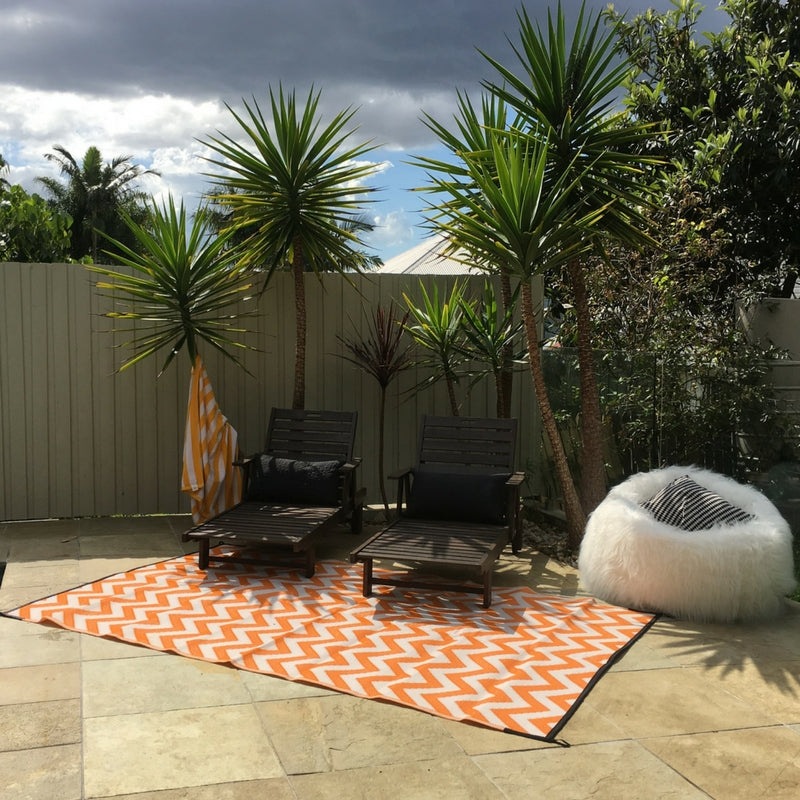 Buy Outdoor Rug Sparta Orange And White MyDeal