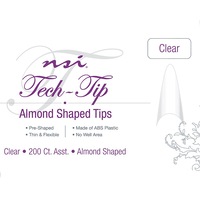 TECH-TIP Almond Clear Nail Tips Tray 200ct