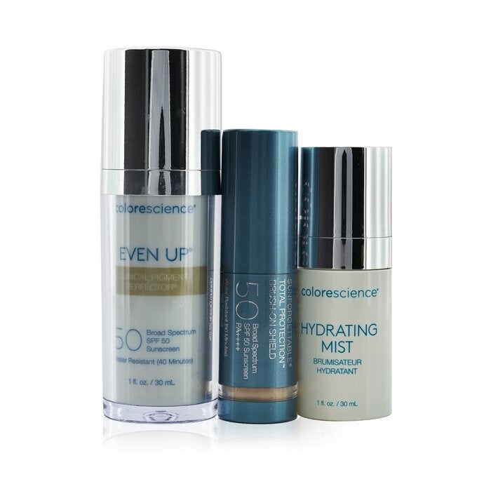 COLORESCIENCE - Even Up Corrective Kit (Even Up Perfector + Sunforgettable Brush On Shield + Hydrating Mist)