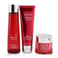 ESTEE LAUDER - Nutritious Super-Pomegranate Overnight Radiance Collection: Cleansing Foam 125ml+Lotion Intense Moist 200ml+Night Creme 50ml