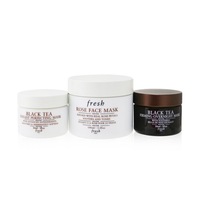 FRESH - Face Mask Set: 1x Rose Face Mask - 100ml/3.3oz + 1x Black Tea Firming Overnight Mask - 30ml/1oz + 1x Black Tea Instant Perfecting Mask - 30ml/1oz