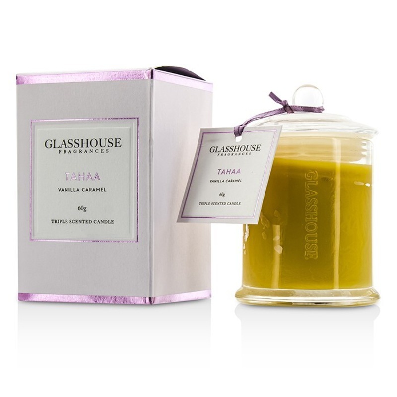Buy GLASSHOUSE Triple Scented Candle Tahaa (Vanilla Caramel) MyDeal