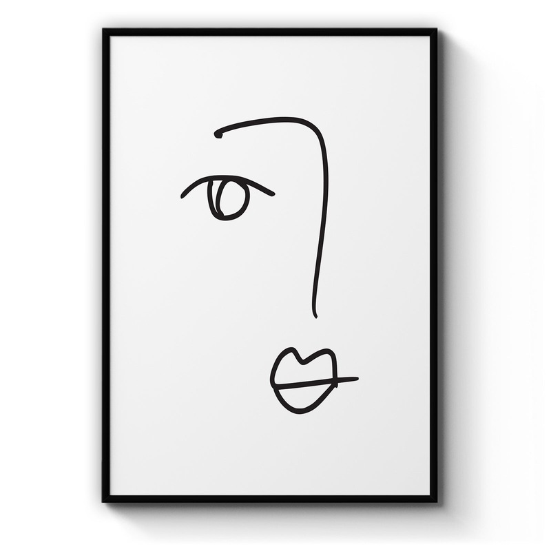 Buy Minimal Abstract Line Face Modern Wall Art 11 MyDeal