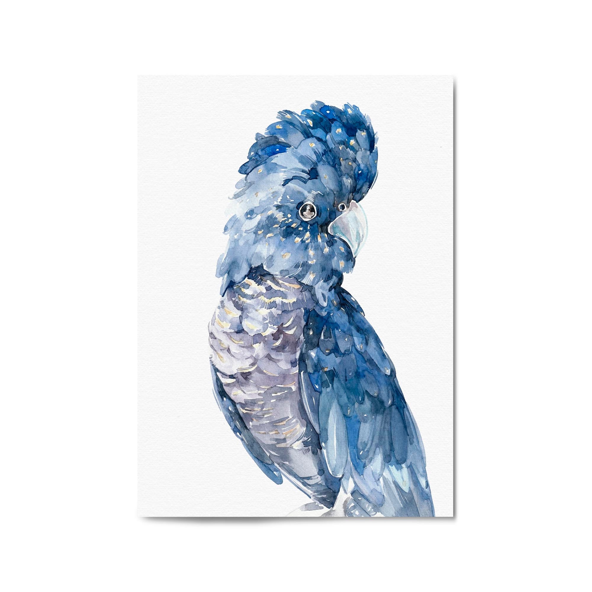 Blue Cockatoo Watercolour Painting Bird Wall Art #1