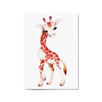 Cartoon Giraffe Cute Nursery Baby Animal Wall Art #1