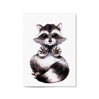 Cartoon Raccoon Cute Nursery Baby Animal Art