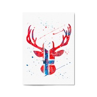 Norwegian Flag Deer Painting Wall Art