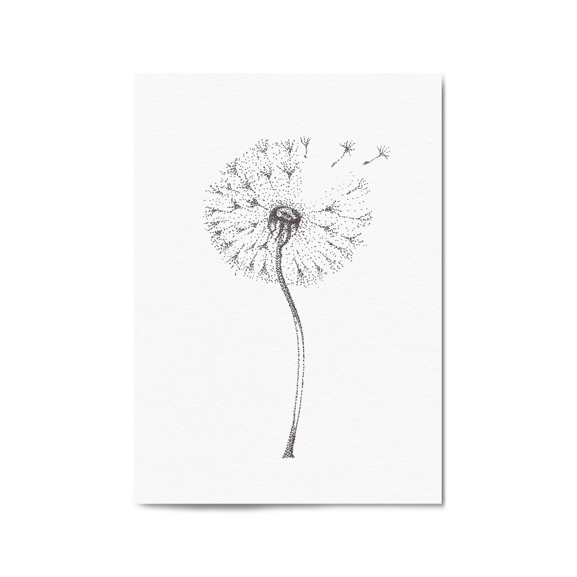 Dandelion Drawing Minimal Flower Wall Art #1
