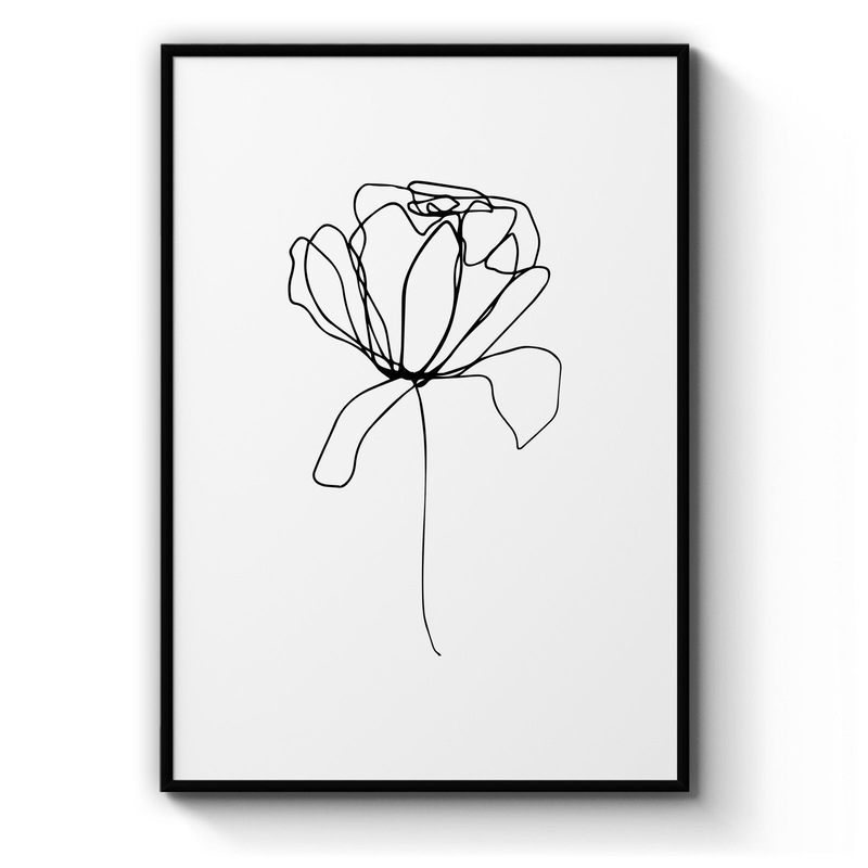 Buy Simple Flower Line Drawing Abstract Wall Art 21 MyDeal