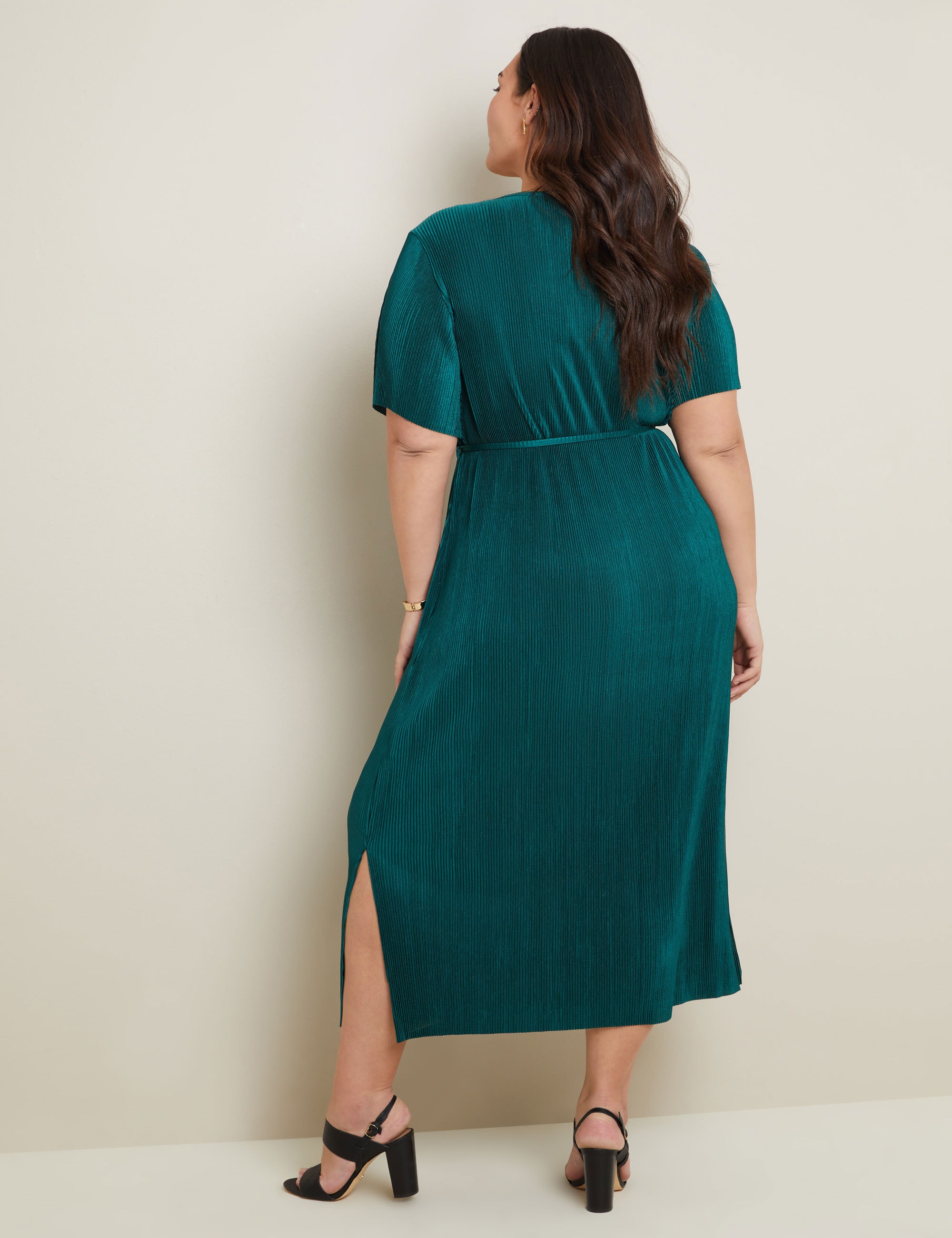 Buy AUTOGRAPH Plus Size Womens Midi Dress Green Summer Casual Beach Dresses Dark Green Short Sleeve Plisse Pleat Women s Clothing MyDeal