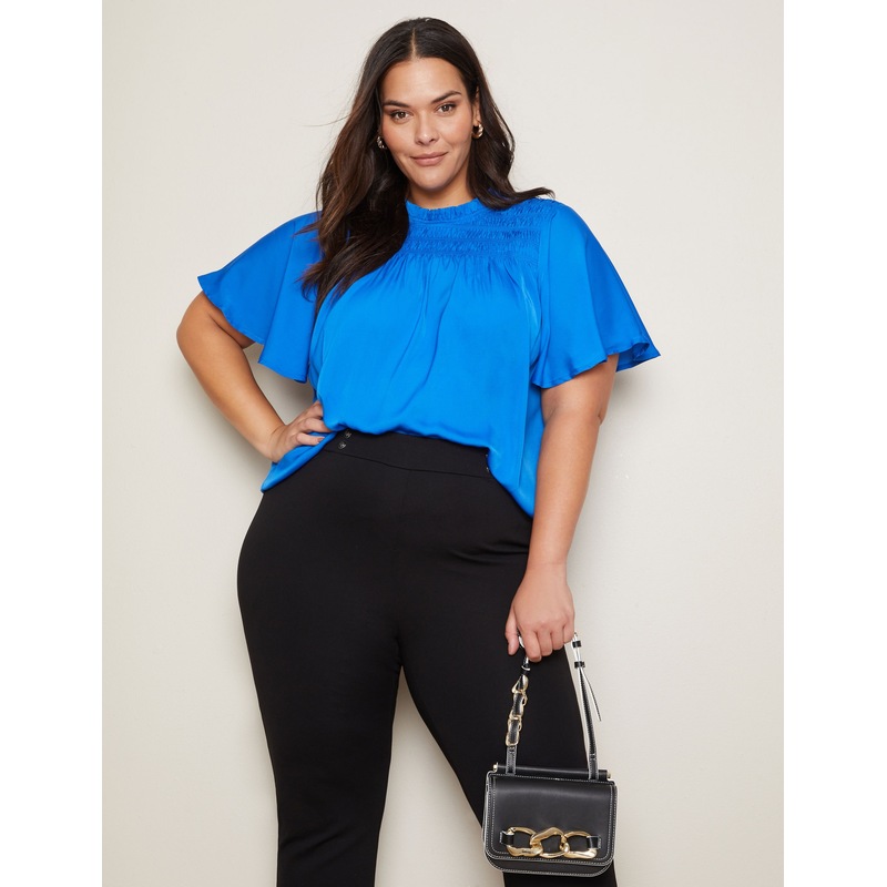 Buy AUTOGRAPH Plus Size Womens Tops Elbow Sleeve Smocked Front