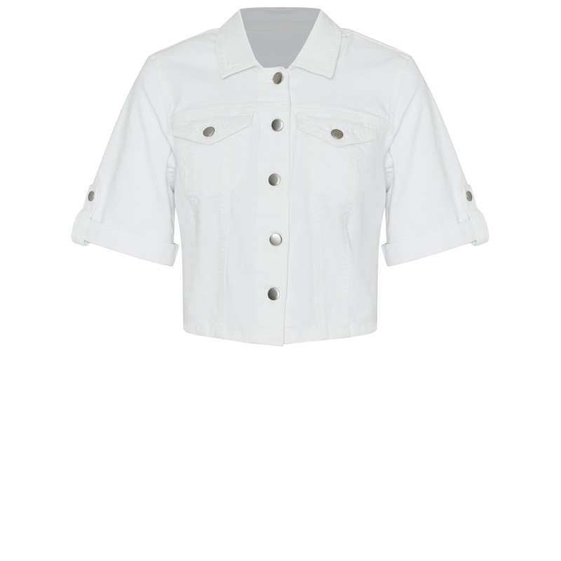 Buy KATIES Womens Jacket Elbow Sleeve Crop Denim Jacket MyDeal