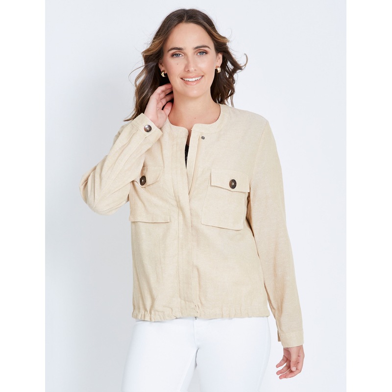 Buy KATIES Womens Jacket Linen Bomber Jacket MyDeal