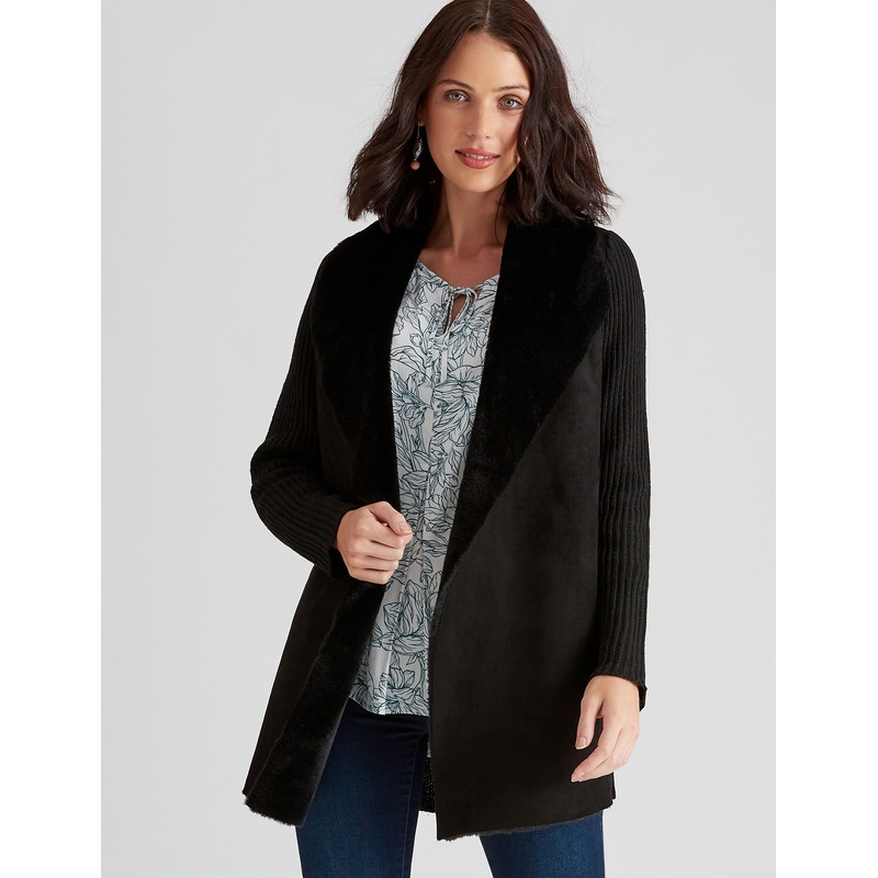 Buy KATIES Womens Coat Long Sleeve Sherpa Coatigan MyDeal