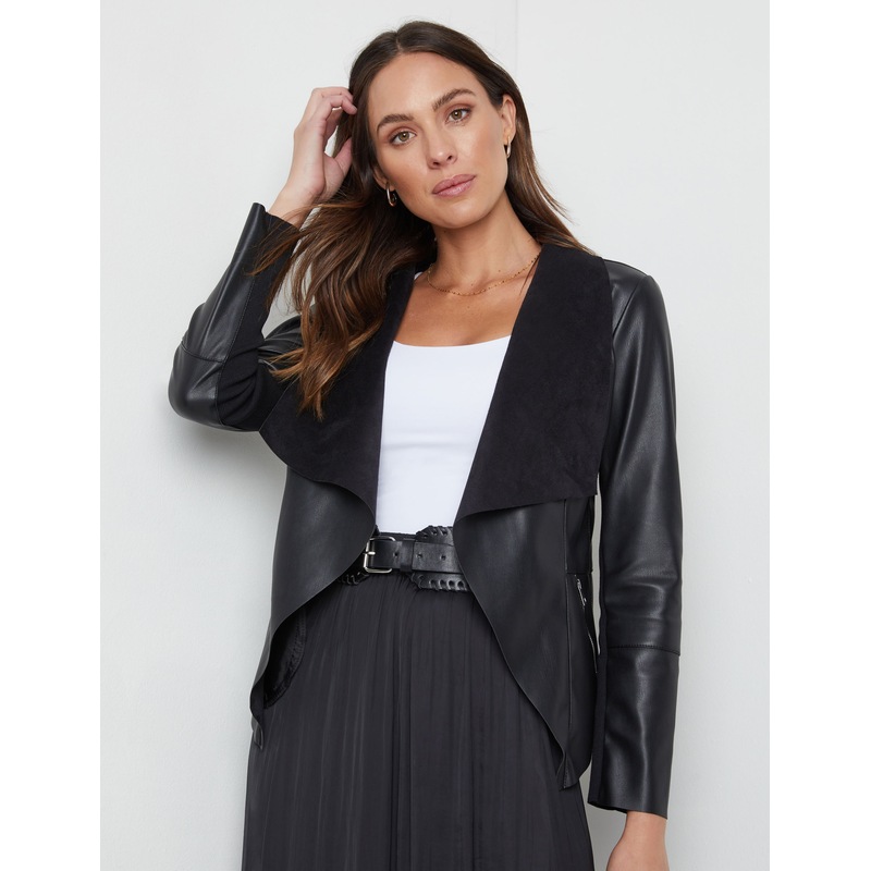 Buy KATIES Womens Jacket Waterfall Pu Jacket MyDeal