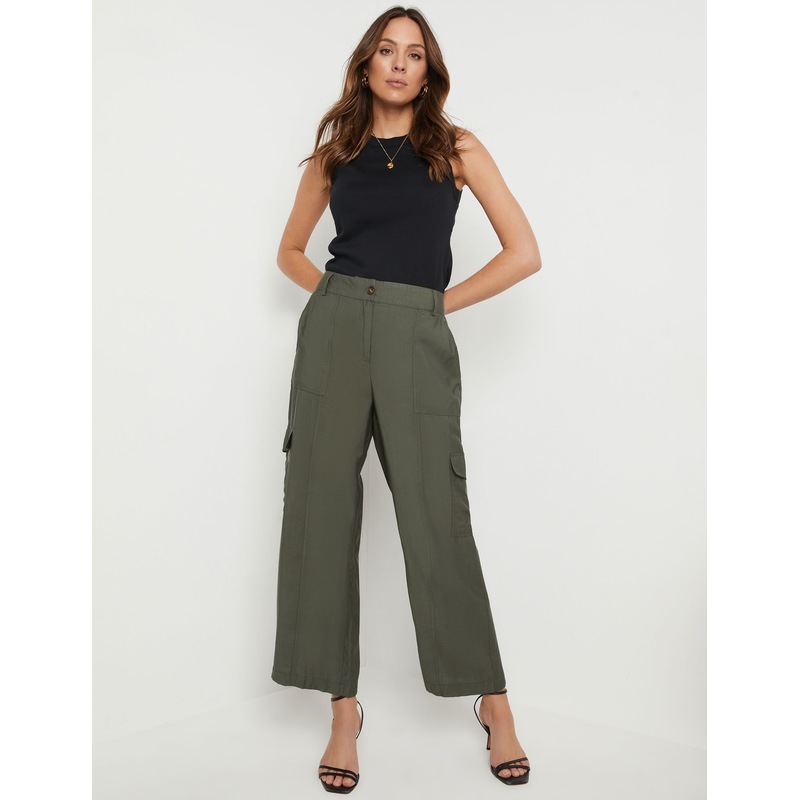 Buy KATIES Womens Pants Full Length Wide Leg Soft Cargo Pant MyDeal