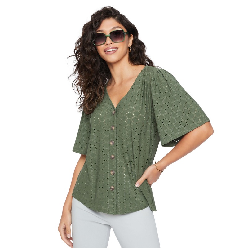 Buy MILLERS Womens Tops Elbow Sleeve Knit Broidery Top With Frill