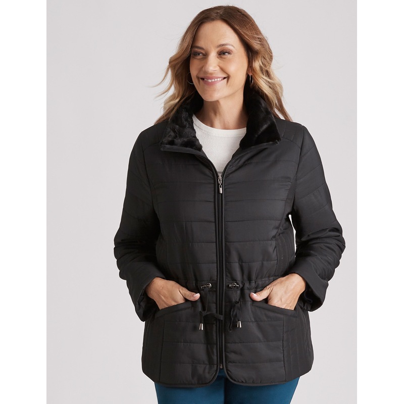 Buy MILLERS Womens Jackets & Vests Fur Collar Puffer Jacket MyDeal