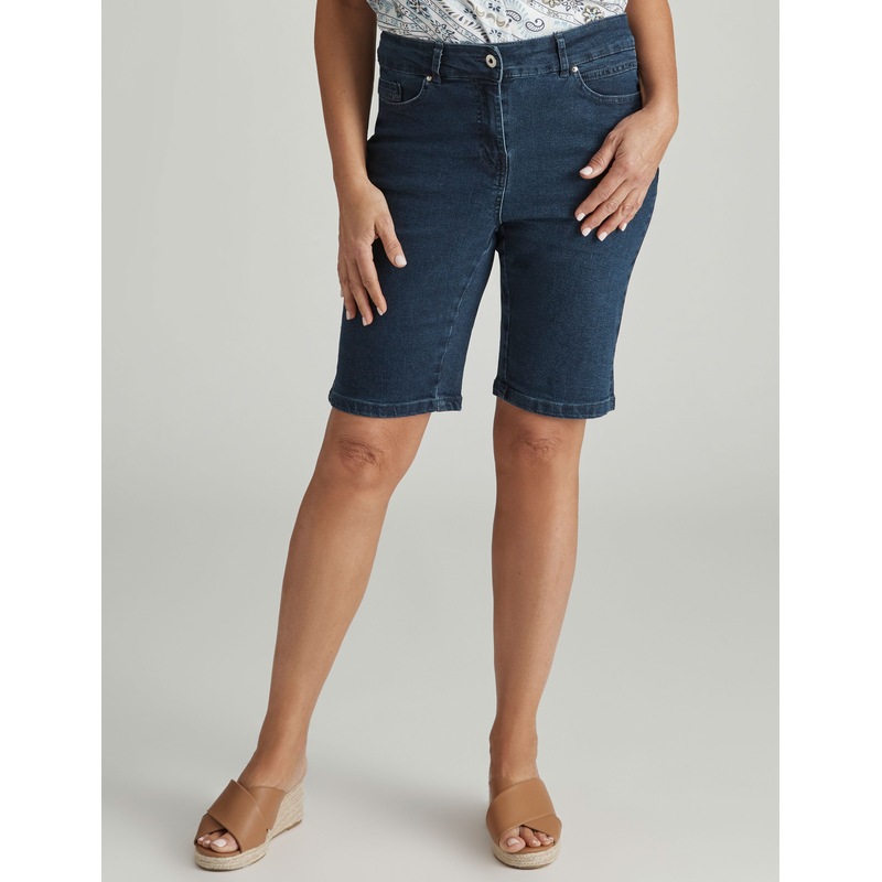 Buy MILLERS Womens Blue Shorts Summer Cotton Knee Length Mid