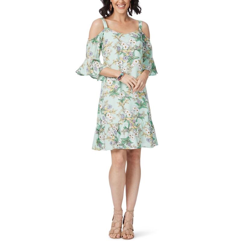 Women's Rockmans Cold Shoulder Garden Floral Print Dress | Buy Dresses ...