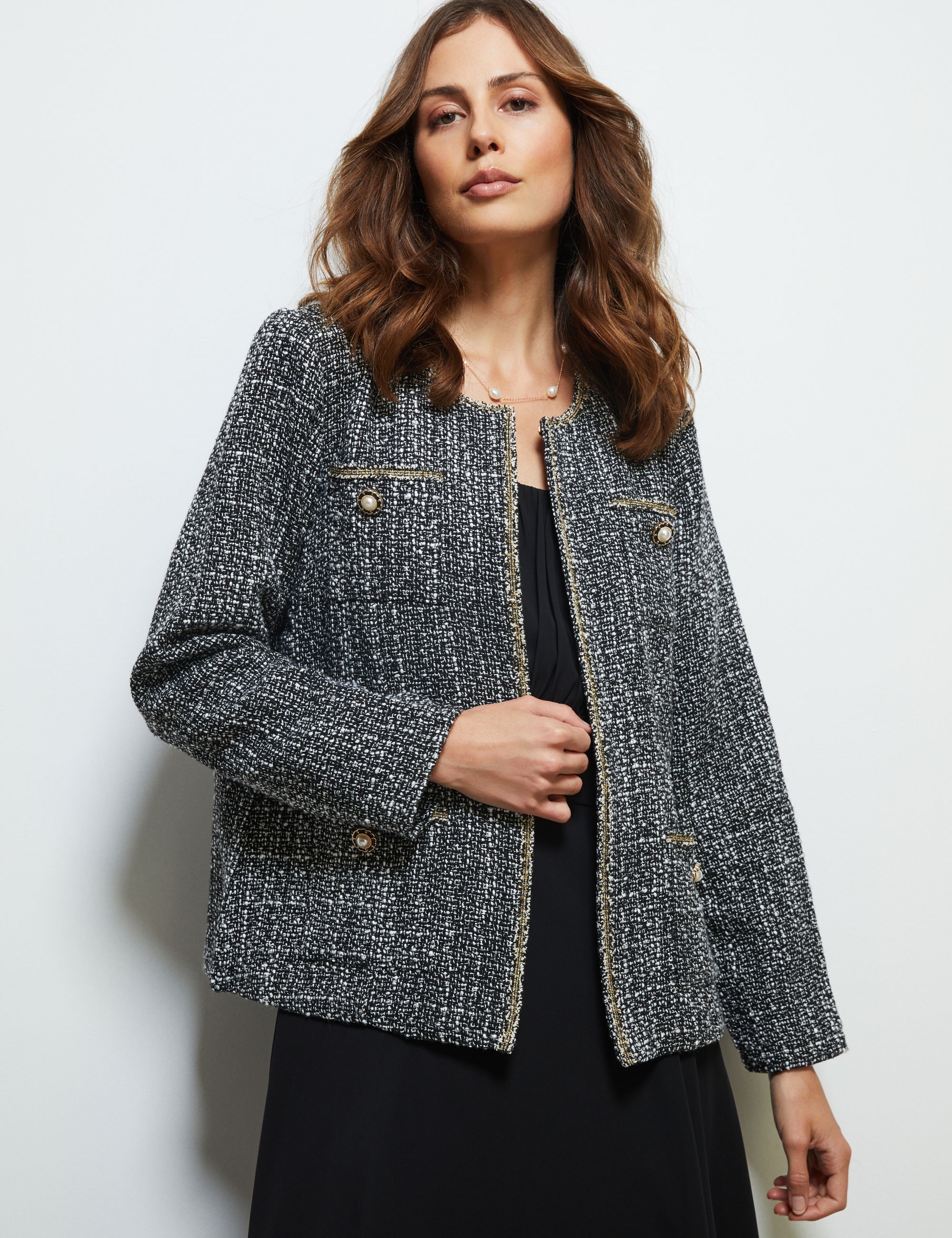 Buy NONI B Womens Jacket Boucle Fringe Trim Jacket MyDeal