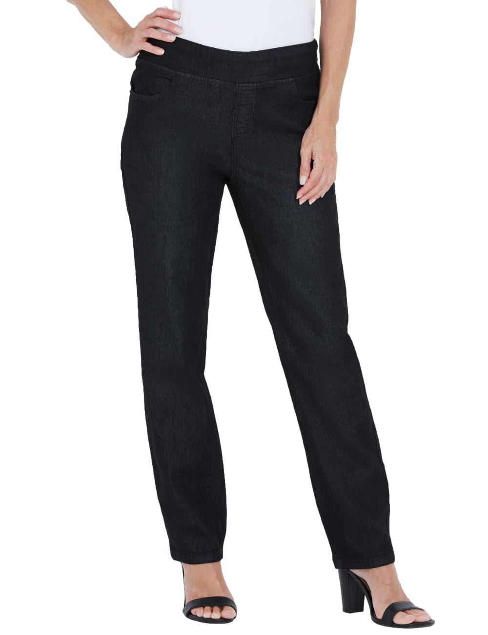 Buy Noni B - Womens Jeans - Black Pull On - Solid Cotton Pants - Casual ...