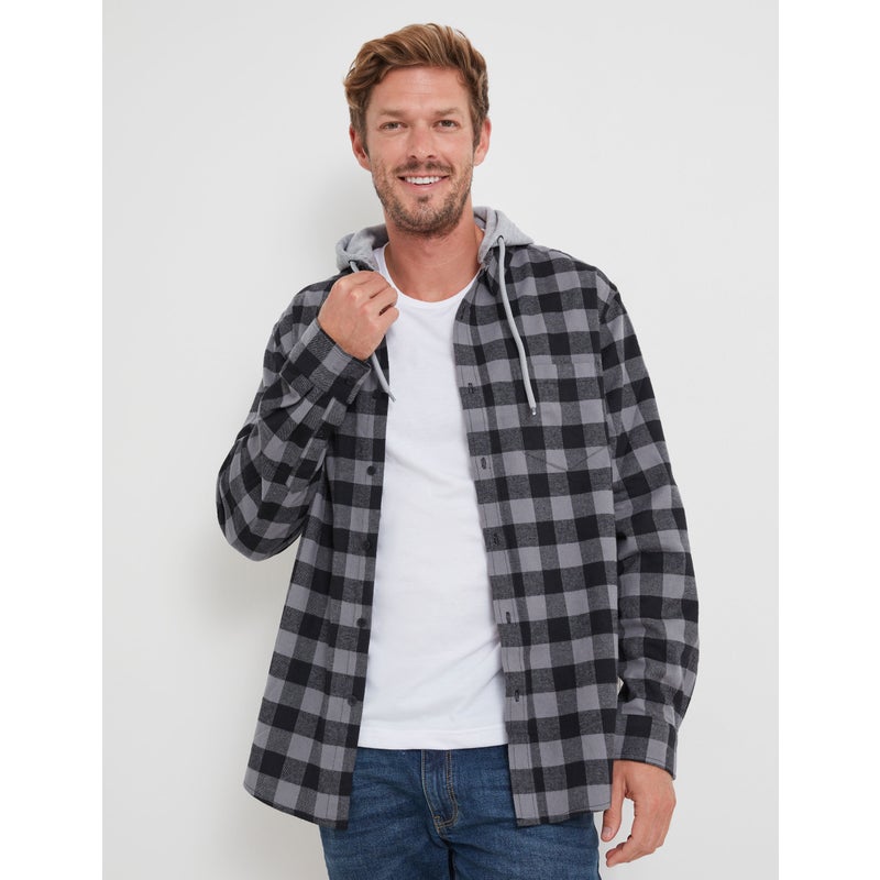 Buy RIVERS - Mens Tops - Flannel Long Sleeve Shirt With Hood - MyDeal