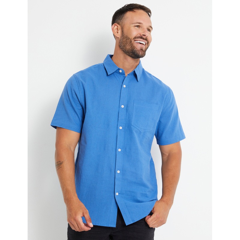 Buy RIVERS Mens Tops Textured Linen Short Sleeve Shirt MyDeal