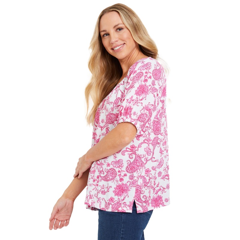 Buy RIVERS Womens Tops Short Sleeve Linen Look Gather Neck Top MyDeal