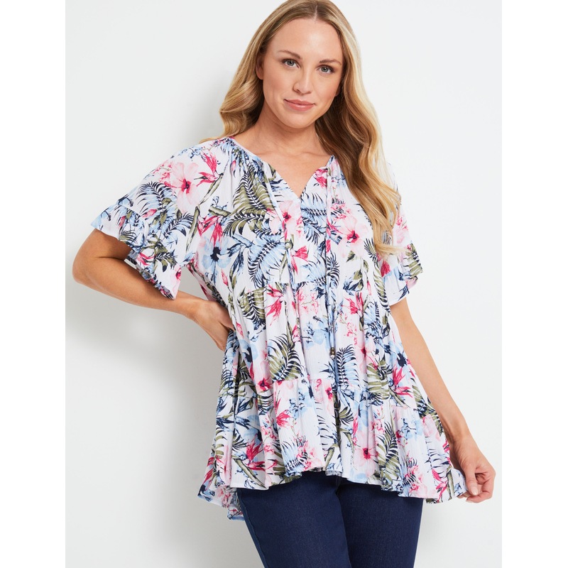 Buy RIVERS Womens Tops Short Sleeve Textured Boho Top MyDeal