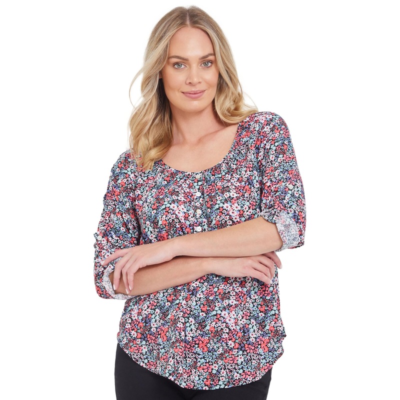 Buy RIVERS Womens Tops 3/4 Sleeve Scoop Neck Blouse MyDeal