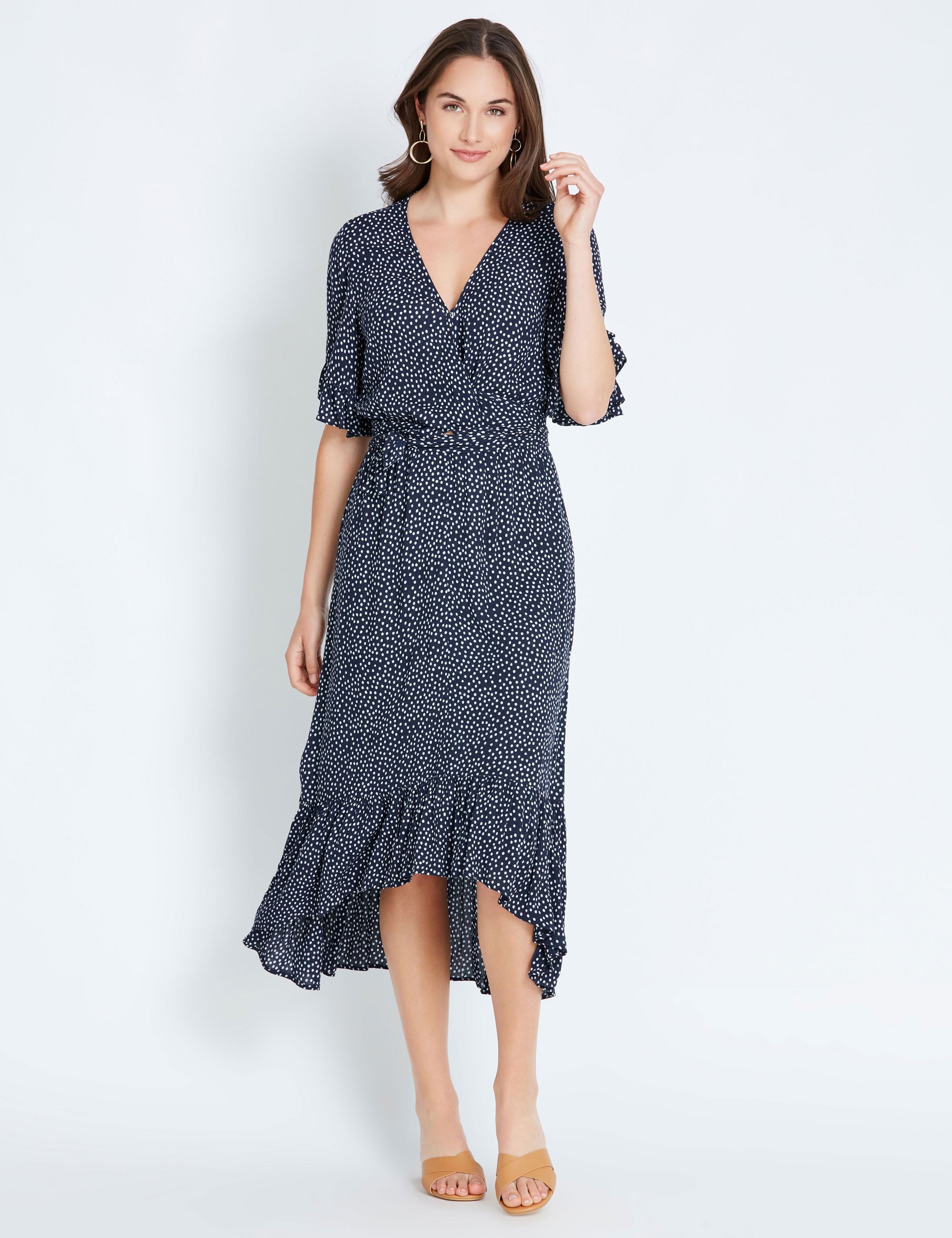 katies woven ruffle dress