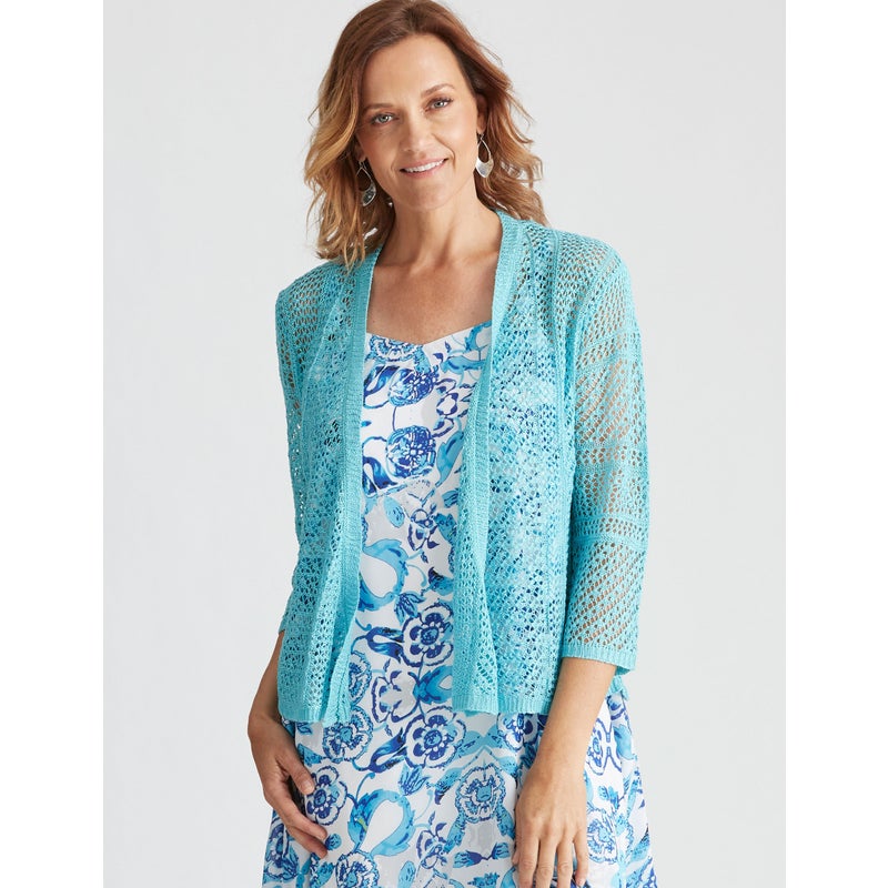 Women's Millers 3/4 Sleeve Pointelle Stitch Cardigan - MyDeal