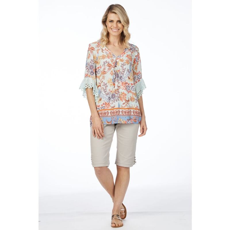 Women's Rockmans Elbow Sleeve Embroidered Floral Top | Buy Women's Tops ...
