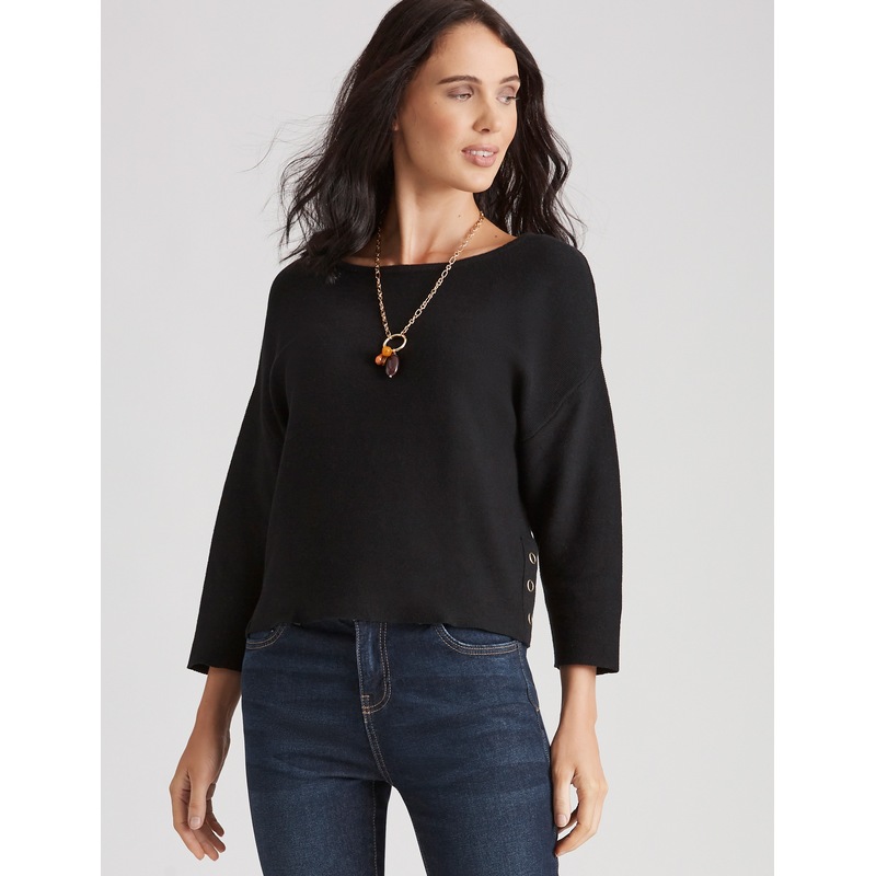 Buy KATIES Womens Jumpers & Cardigans Black 3/4 Sleeve Tie Back