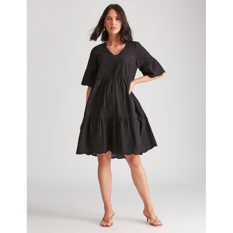 Buy Womens Katies Broderie Tiered Dress Clothing Dresses Shift MyDeal