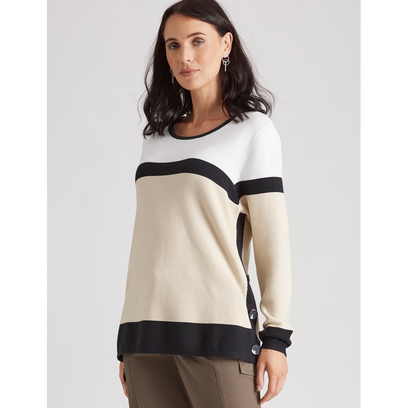 Buy KATIES Womens Jumper Cotton Colour Block Jumper MyDeal