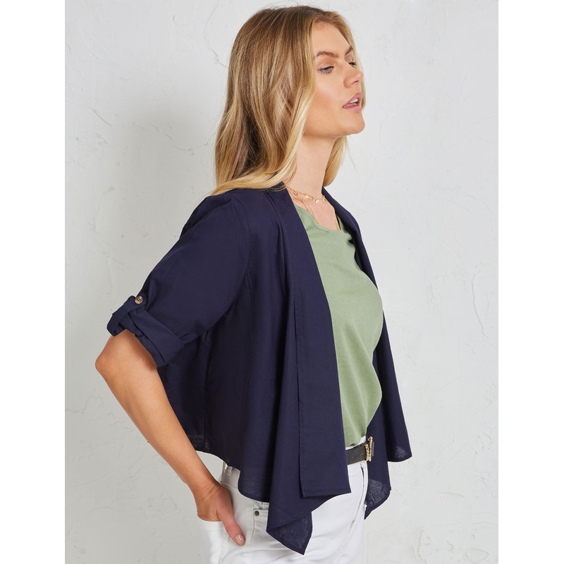 Buy KATIES Womens Long Linen Jacket Black Summer Coat Floral