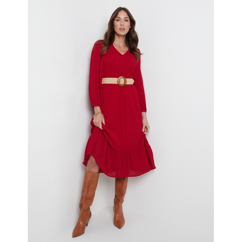 Buy Womens Katies Long Sleeve Smocked Front Maxi Dress Clothing