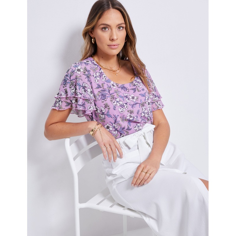 Buy KATIES Womens Tops Summer Basic Purple Mesh Mini