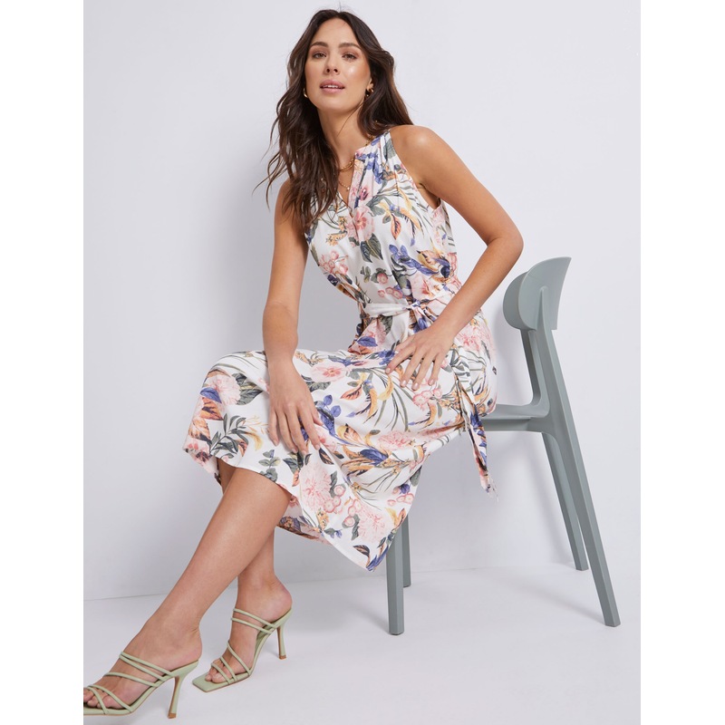 Buy KATIES Womens Dress White Floral Print Midi Dresses