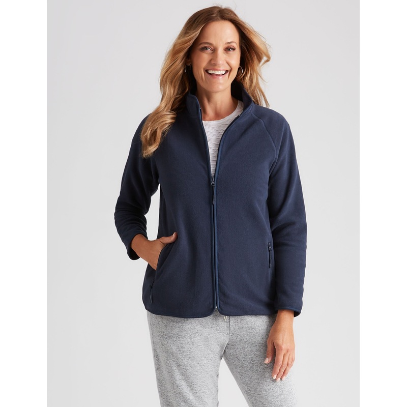 Buy MILLERS Womens Jackets Navy Blue Microfleece Winter Activewear Zipped Long