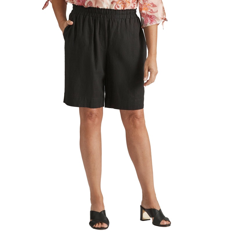 Buy MILLERS Womens Black Shorts Summer Linen Cloting Mid Thigh