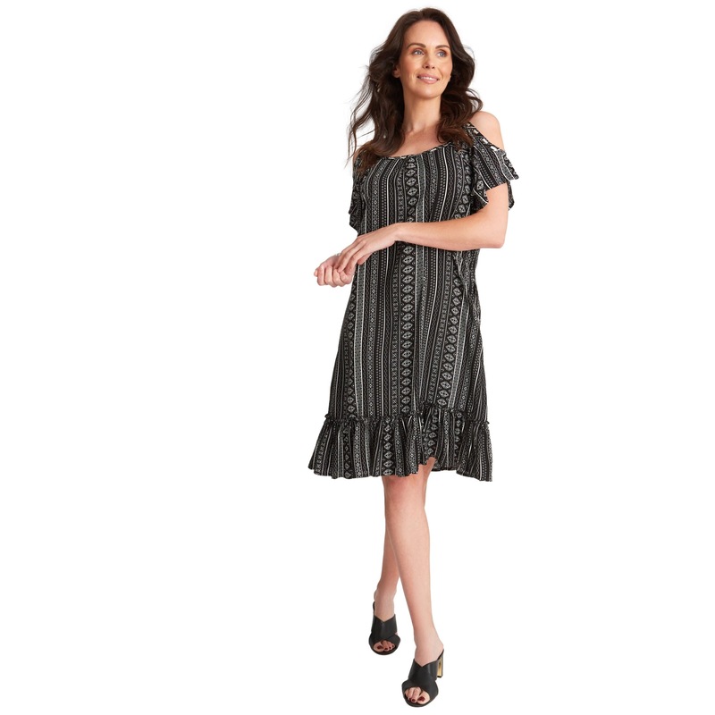 Buy MILLERS Womens Dress Printed Cold Shoulder Dress With Heatseal