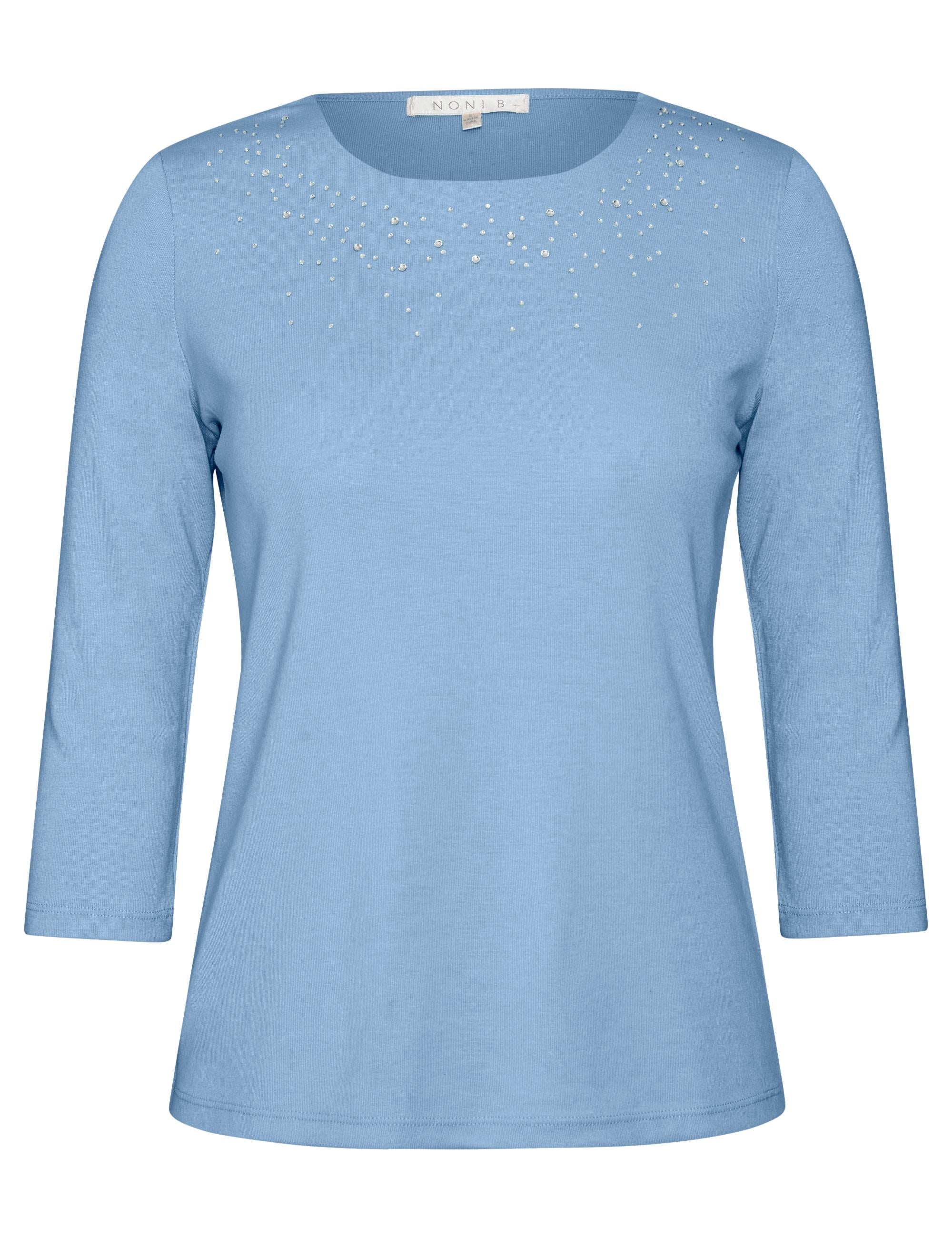 Buy NONI B - Womens Tops - 3/4 Sleeve Pearl Stud Rib Top - MyDeal