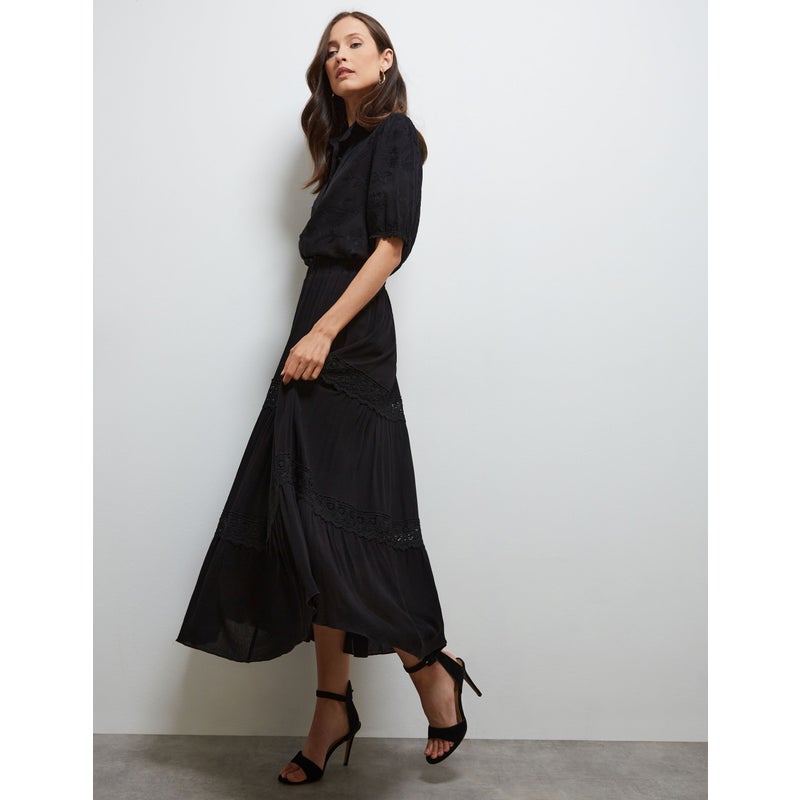 Buy NONI B - Womens Skirts - Black - Maxi Skirt - Lace Trim ...